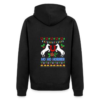 Ho Ho Chevaux Ugly Chritsmas Cavalier Cavalier - Veste à capuche bio Premium Unisexe - noir - Dos - Nico (187cm)