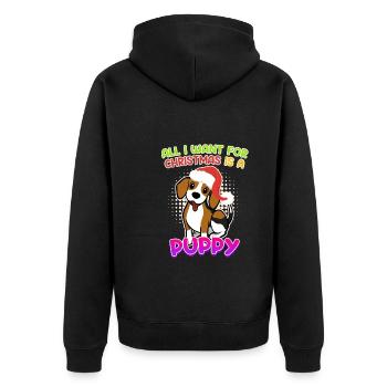 Je veux un chiot pour Noël Chien Puppy Beagle - Veste à capuche bio Premium Unisexe - noir - Dos - Nico (187cm)