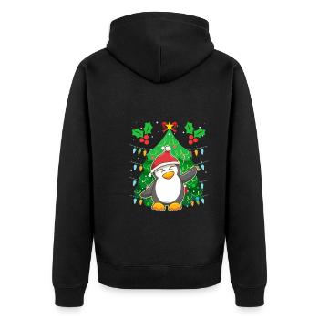 Pinguin Weihnachten Pinguin Tannenbaum - Unisex Premium Bio Zip Hoodie - Schwarz - Hinten - Nico (187cm)