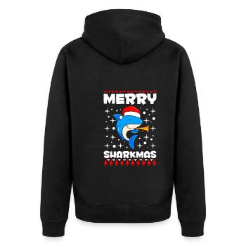 Joyeux Sharkmas Requin Noël - Veste à capuche bio Premium Unisexe - noir - Dos - Nico (187cm)