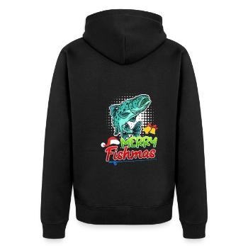 Angler Christmas Christmas - Unisex Premium Organic Zip Hoodie - black - Back - Nico (187cm)