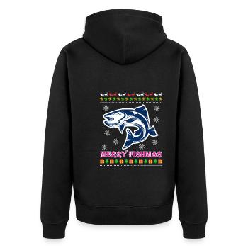 Angel Christmas Merry Fishmas Angler - Unisex Premium Organic Zip Hoodie - black - Back - Nico (187cm)