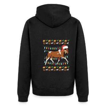 Cavalier de cheval de Noël moche - Veste à capuche bio Premium Unisexe - noir - Dos - Nico (187cm)