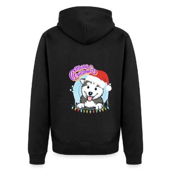 Joyeux Noël Husky Puppy Noël - Veste à capuche bio Premium Unisexe - noir - Dos - Nico (187cm)