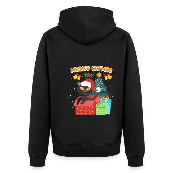 Meowy Catmas - Unisex Premium Organic Zip Hoodie - black - Back - Nico (187cm)