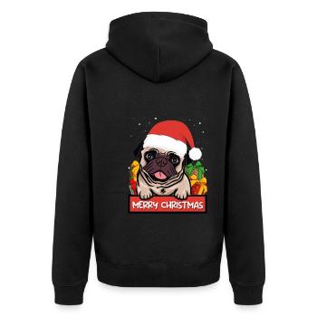 Mops Hund Hundebesitzer Merry Christmas - Unisex Premium Bio Zip Hoodie - Schwarz - Hinten - Nico (187cm)