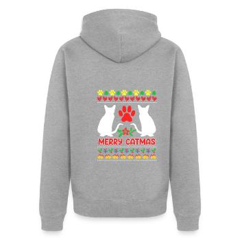 Chats de Noël moches - Veste à capuche bio Premium Unisexe - gris chiné - Dos - Nico (187cm)