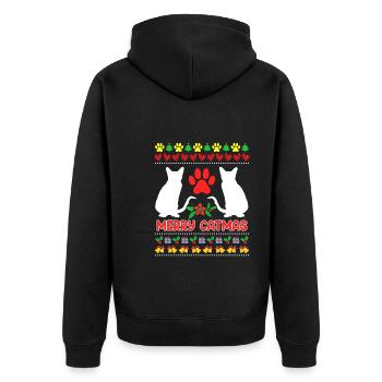 Ugly Christmas Katzen - Unisex Premium Bio Zip Hoodie - Schwarz - Hinten - Nico (187cm)