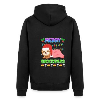 Merry Snoozemas Faultier Faulheit - Unisex Premium Bio Zip Hoodie - Schwarz - Hinten - Nico (187cm)