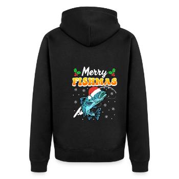 Merry Fishmas Angler Christmas Angel - Unisex Premium Organic Zip Hoodie - black - Back - Nico (187cm)