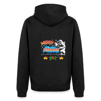 Angler Christmas Fishing Merry Fishmas - Unisex Premium Organic Zip Hoodie - black - Back - Nico (187cm)