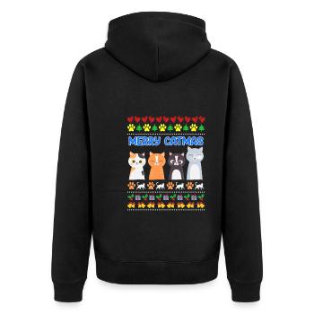 Miaou Noël moche Noël Weihnachten - Veste à capuche bio Premium Unisexe - noir - Dos - Nico (187cm)