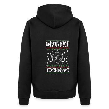 Merry Fishmas Angler Christmas Ugly Crhistmas - Unisex Premium Organic Zip Hoodie - black - Back - Nico (187cm)
