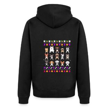 Ugly Christmas Dogs Dog Owners Christmas - Unisex Premium Organic Zip Hoodie - black - Back - Nico (187cm)
