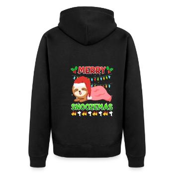 Merry Snoozemas Faultier Faulheit - Unisex Premium Bio Zip Hoodie - Schwarz - Hinten - Nico (187cm)