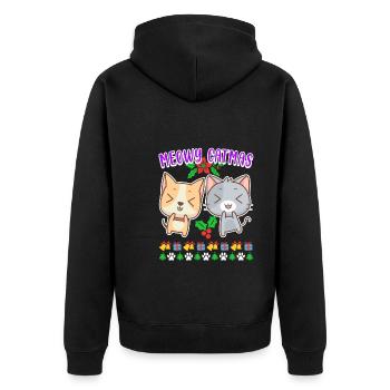 Meowy Catmas Cat Seater Kitten Cat - Unisex Premium Organic Zip Hoodie - black - Back - Nico (187cm)