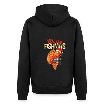 Merry Fishmas Angler Christmas Angel - Unisex Premium Organic Zip Hoodie - black - Back - Nico (187cm)