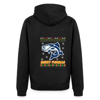 Angel Christmas Merry Fishmas Angler - Unisex Premium Organic Zip Hoodie - black - Back - Nico (187cm)