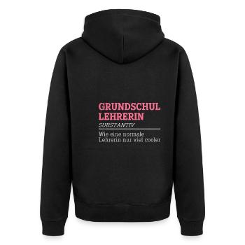 Grundschullehrerin coole Lehrerin cooler Lehrer - Unisex Premium Bio Zip Hoodie - Schwarz - Hinten - Nico (187cm)