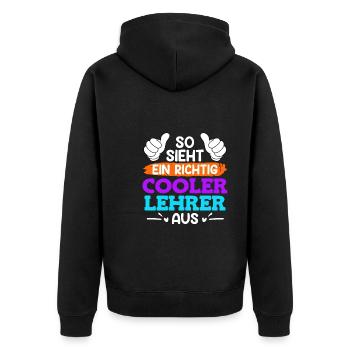 So sieht ein cooler Lehrer aus Lehrer - Unisex Premium Bio Zip Hoodie - Schwarz - Hinten - Nico (187cm)