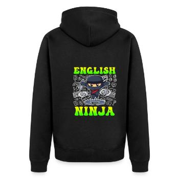 Professeur d’anglais Ninja Je suis professeur d’anglais - Veste à capuche bio Premium Unisexe - noir - Dos - Nico (187cm)