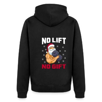 St. Nicholas with dumbbells No Lift no Gift - Unisex Premium Organic Zip Hoodie - black - Back - Nico (187cm)
