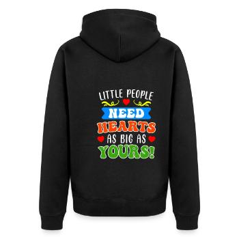 Kleine Menschen brauchen große Herzen Erzieherin - Unisex Premium Bio Zip Hoodie - Schwarz - Hinten - Nico (187cm)
