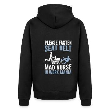 Attachez votre ceinture Infirmières dans une frénésie de travail Les infirmières gériatriques - Veste à capuche bio Premium Unisexe - noir - Dos - Nico (187cm)