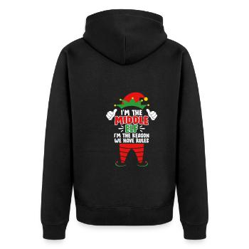Mittlere Schwester Mittlere Elfe Weihnacht Familie - Unisex Premium Bio Zip Hoodie - Schwarz - Hinten - Nico (187cm)