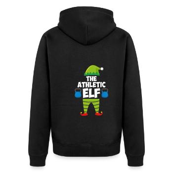 The Athletic Elf Christmas Athletics - Unisex Premium Organic Zip Hoodie - black - Back - Nico (187cm)