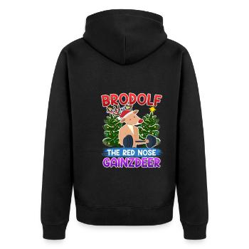 Brodolf the Gainzdeer - Unisex Premium Organic Zip Hoodie - black - Back - Nico (187cm)