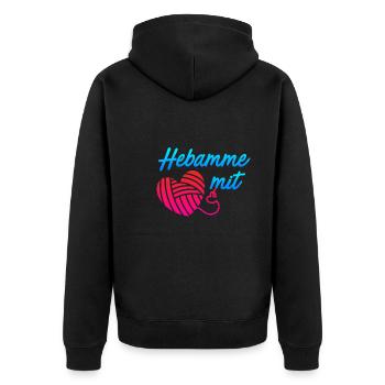 Ich bin eine Hebamme mit Herz Hebamme - Unisex Premium Bio Zip Hoodie - Schwarz - Hinten - Nico (187cm)