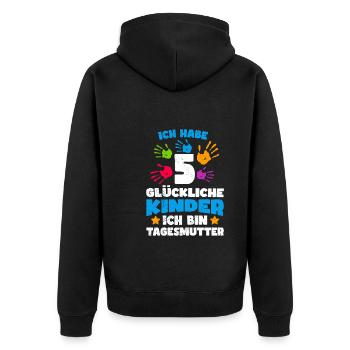 I have 5 happy children, I am a childminder - Unisex Premium Organic Zip Hoodie - black - Back - Nico (187cm)
