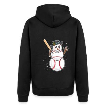 Baseball Schneemann Baseball Spieler Baseballer - Unisex Premium Bio Zip Hoodie - Schwarz - Hinten - Nico (187cm)