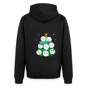 Tannenbaum Snowmies Schneemann - Unisex Premium Bio Zip Hoodie - Schwarz - Hinten - Nico (187cm)