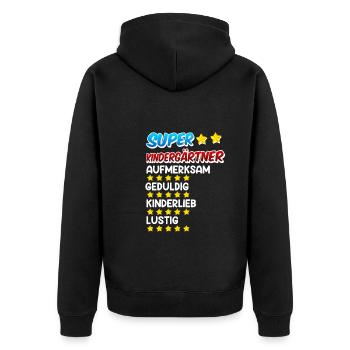 Definition eines Super Kindergärtner - Unisex Premium Bio Zip Hoodie - Schwarz - Hinten - Nico (187cm)