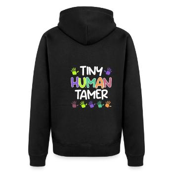 Kinderzähmer Kindergarten Erzieher Kindergarten - Unisex Premium Bio Zip Hoodie - Schwarz - Hinten - Nico (187cm)