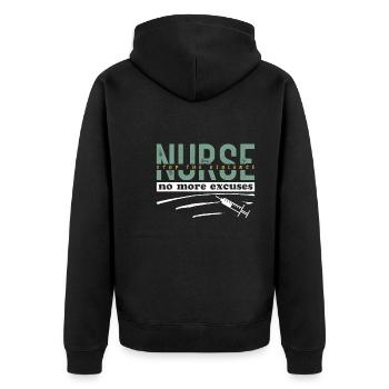 Keine Ausrede ich bin die Krankenschwester - Unisex Premium Bio Zip Hoodie - Schwarz - Hinten - Nico (187cm)