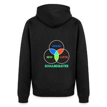 Schulbegleitung Schlau sexy lustig Schulbegleiter - Unisex Premium Bio Zip Hoodie - Schwarz - Hinten - Nico (187cm)