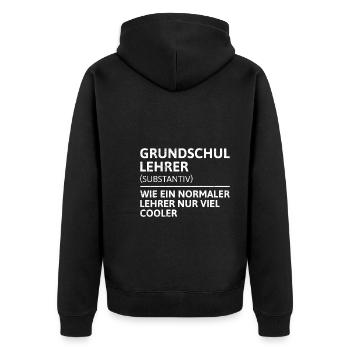 Grundschullehrer Wie normaler Lehrer cooler Lehrer - Unisex Premium Bio Zip Hoodie - Schwarz - Hinten - Nico (187cm)