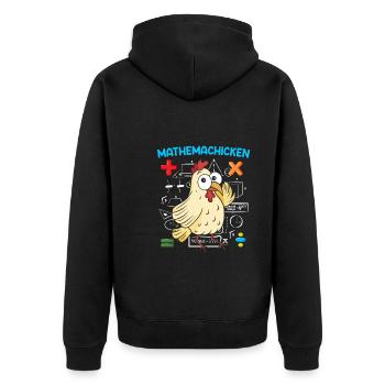 Mathemachicken Mathematik Mathe Lehrer - Unisex Premium Bio Zip Hoodie - Schwarz - Hinten - Nico (187cm)