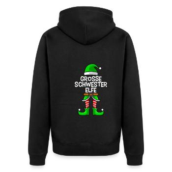 Großer Schwester Elfe - Unisex Premium Bio Zip Hoodie - Schwarz - Hinten - Nico (187cm)