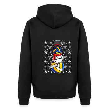 Volleyball Schneemann Volleyballer Volleyball - Unisex Premium Bio Zip Hoodie - Schwarz - Hinten - Nico (187cm)