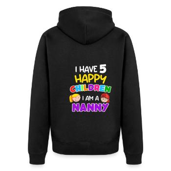I have 5 happy children I am a childminder - Unisex Premium Organic Zip Hoodie - black - Back - Nico (187cm)