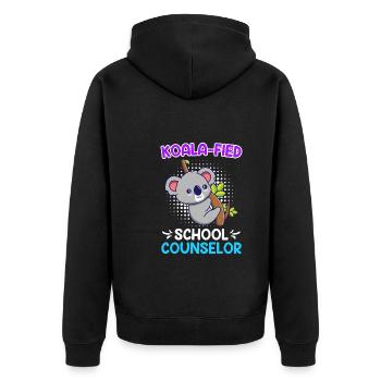 Koala - fied Qualified School Companion - Unisex Premium Organic Zip Hoodie - black - Back - Nico (187cm)