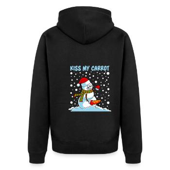 Lustiger Schneemann Spruch Küss meine Karotte - Unisex Premium Bio Zip Hoodie - Schwarz - Hinten - Nico (187cm)