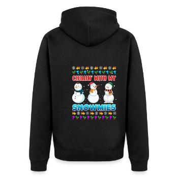 Chillin avec mon bonhomme de neige rigolo Snowmies - Veste à capuche bio Premium Unisexe - noir - Dos - Nico (187cm)