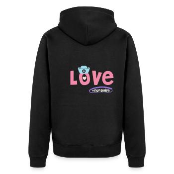 Nurselife Ich liebe meinen Job Krankenschwester - Unisex Premium Bio Zip Hoodie - Schwarz - Hinten - Nico (187cm)