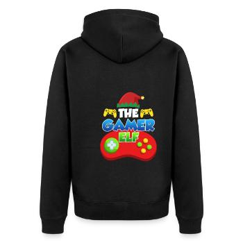 The Gamer Elf Gaming - Unisex Premium Bio Zip Hoodie - Schwarz - Hinten - Nico (187cm)
