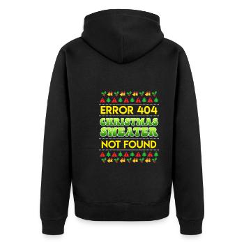 Error Christmas Sweater not found Ugly Christmas - Unisex Premium Bio Zip Hoodie - Schwarz - Hinten - Nico (187cm)